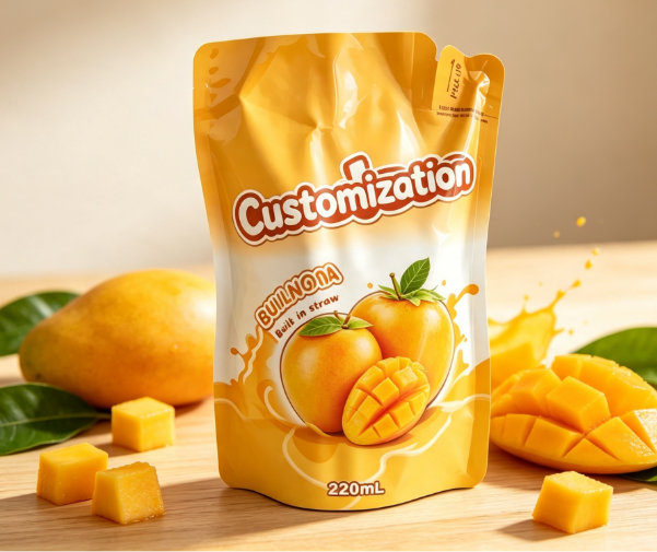 Multi Flavors 220ml Túi ép rơm tích hợp Túi đóng gói trái cây và nước ép trái cây tùy chỉnh