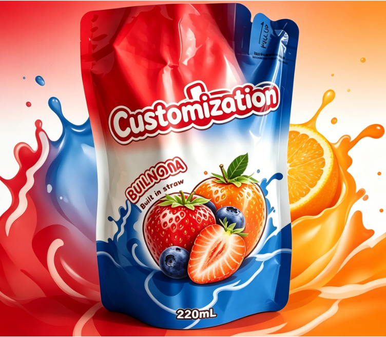 220ml Xoài xay nhuyễn Túi rơm tích hợp Túi đóng gói đồ uống in tùy chỉnh