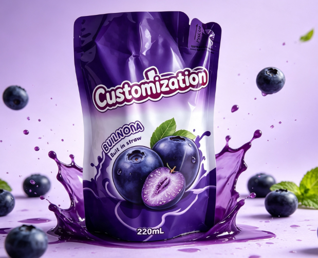 Multi Flavors 220ml Túi ép rơm tích hợp Túi đóng gói trái cây và nước ép trái cây tùy chỉnh