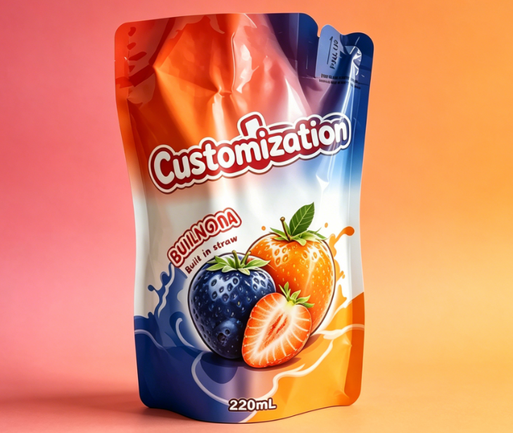 220ml Xoài xay nhuyễn Túi rơm tích hợp Túi đóng gói đồ uống in tùy chỉnh